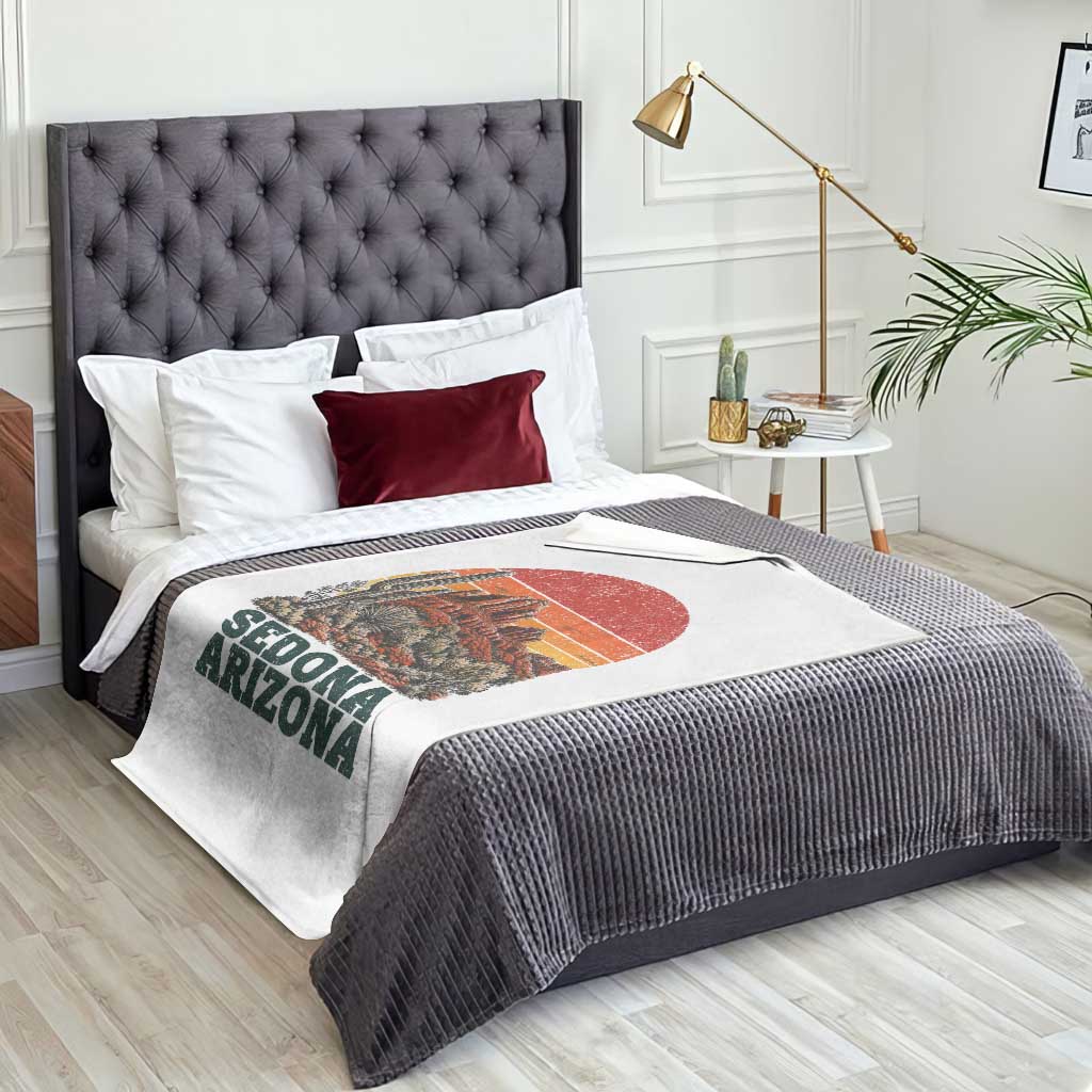 Retro Sedona Arizona Mountain Throw Blanket Southwest Hiking Outdoor Nature Souvenir