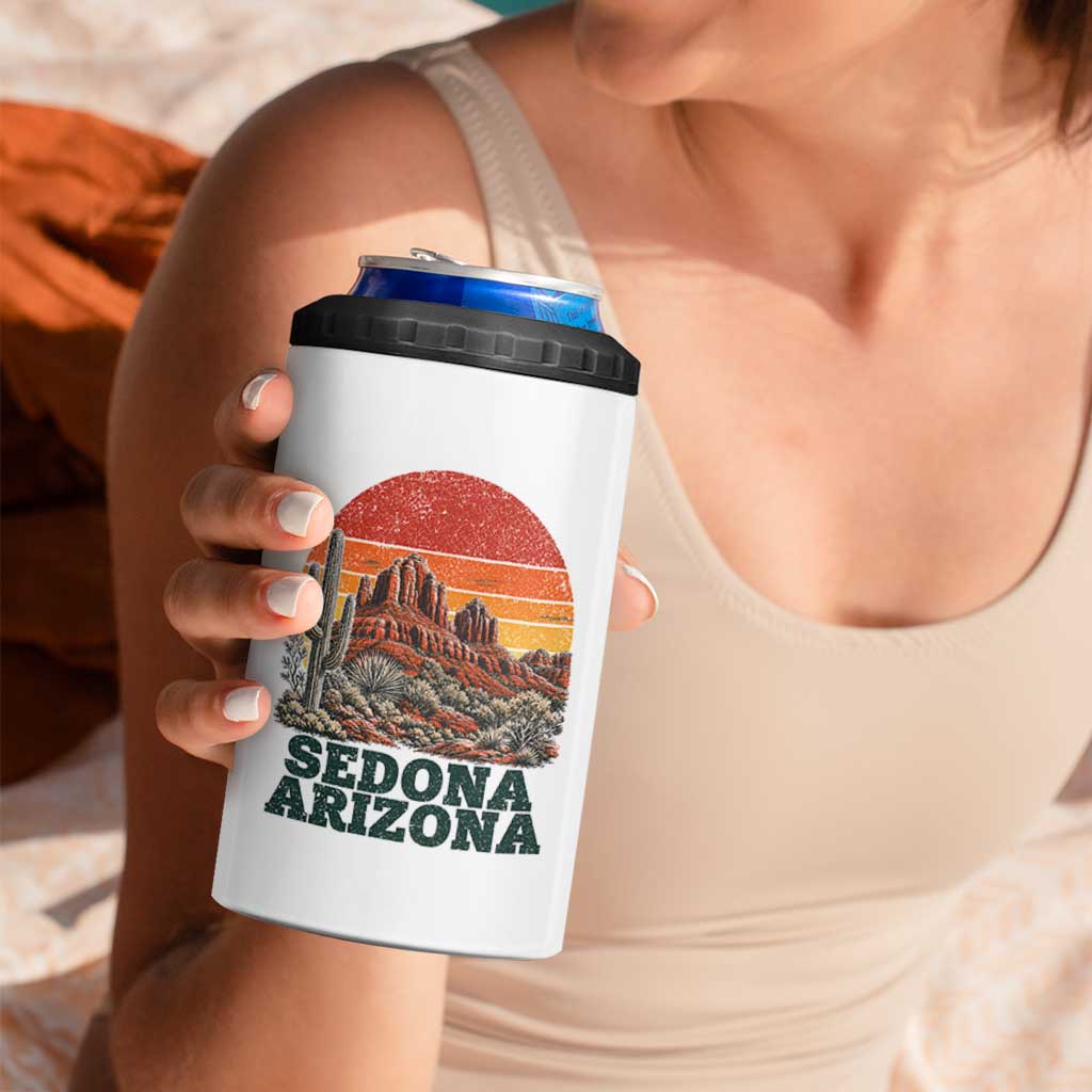 Retro Sedona Arizona Mountain 4 in 1 Can Cooler Tumbler Southwest Hiking Outdoor Nature Souvenir