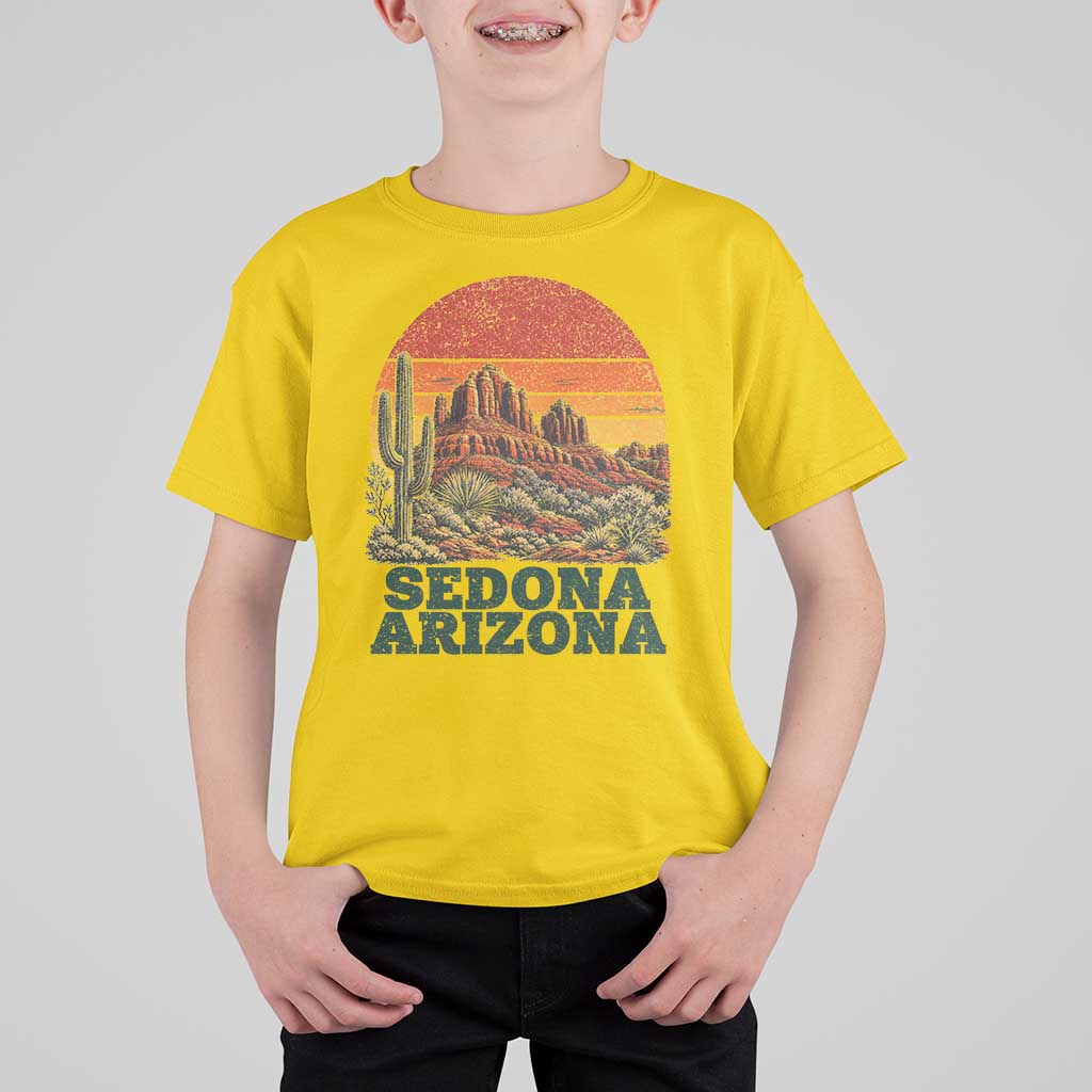 Retro Sedona Arizona Mountain T Shirt For Kid Southwest Hiking Outdoor Nature Souvenir