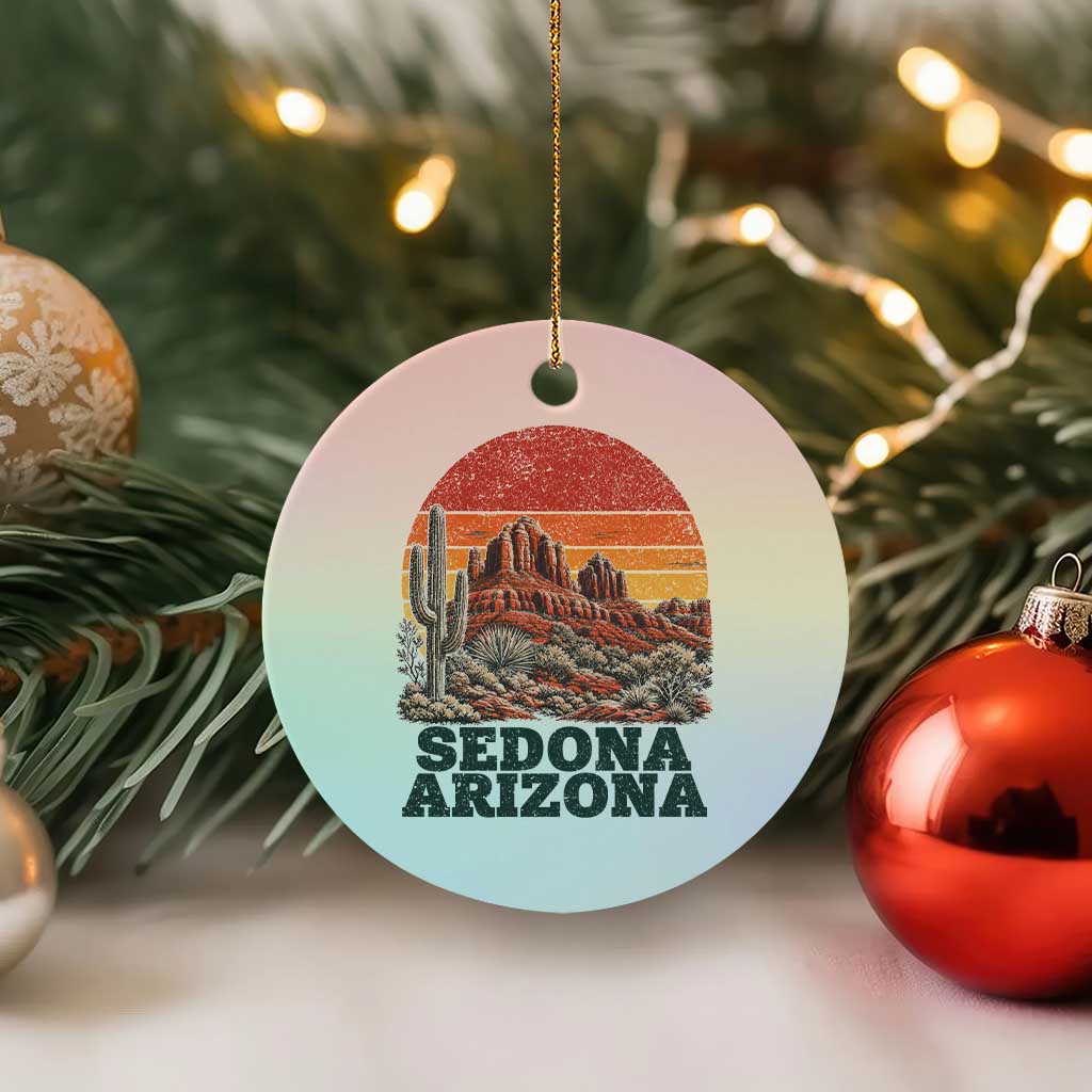 Retro Sedona Arizona Mountain Ceramic Ornament Southwest Hiking Outdoor Nature Souvenir