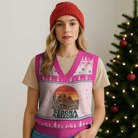 Retro Sedona Arizona Mountain V-Neck Knit Sweater Vest Southwest Hiking Outdoor Nature Souvenir
