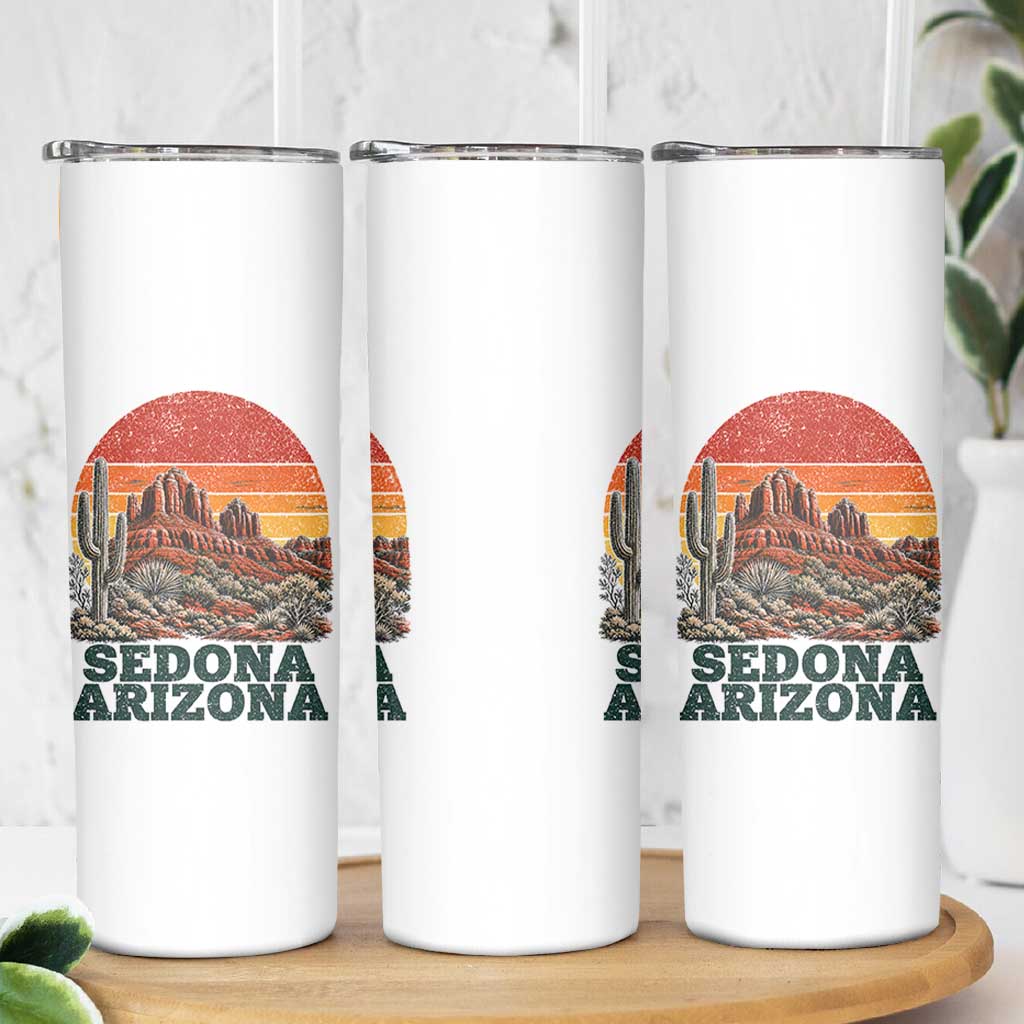 Retro Sedona Arizona Mountain Skinny Tumbler Southwest Hiking Outdoor Nature Souvenir