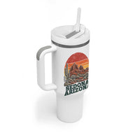 Retro Sedona Arizona Mountain Tumbler With Handle Southwest Hiking Outdoor Nature Souvenir