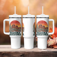 Retro Sedona Arizona Mountain Tumbler With Handle Southwest Hiking Outdoor Nature Souvenir