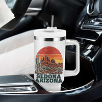Retro Sedona Arizona Mountain Tumbler With Handle Southwest Hiking Outdoor Nature Souvenir
