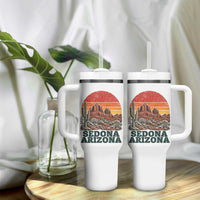 Retro Sedona Arizona Mountain Tumbler With Handle Southwest Hiking Outdoor Nature Souvenir