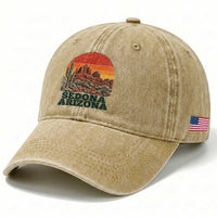 Retro Sedona Arizona Mountain Washed Cotton Baseball Cap Southwest Hiking Outdoor Nature Souvenir
