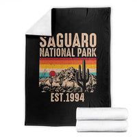 Retro Saguaro National Park Arizona EST 1994 Throw Blanket Desert Cactus Sunset Hiking Camping Nature Souvenir
