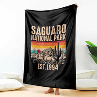 Retro Saguaro National Park Arizona EST 1994 Throw Blanket Desert Cactus Sunset Hiking Camping Nature Souvenir