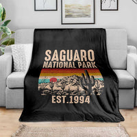 Retro Saguaro National Park Arizona EST 1994 Throw Blanket Desert Cactus Sunset Hiking Camping Nature Souvenir