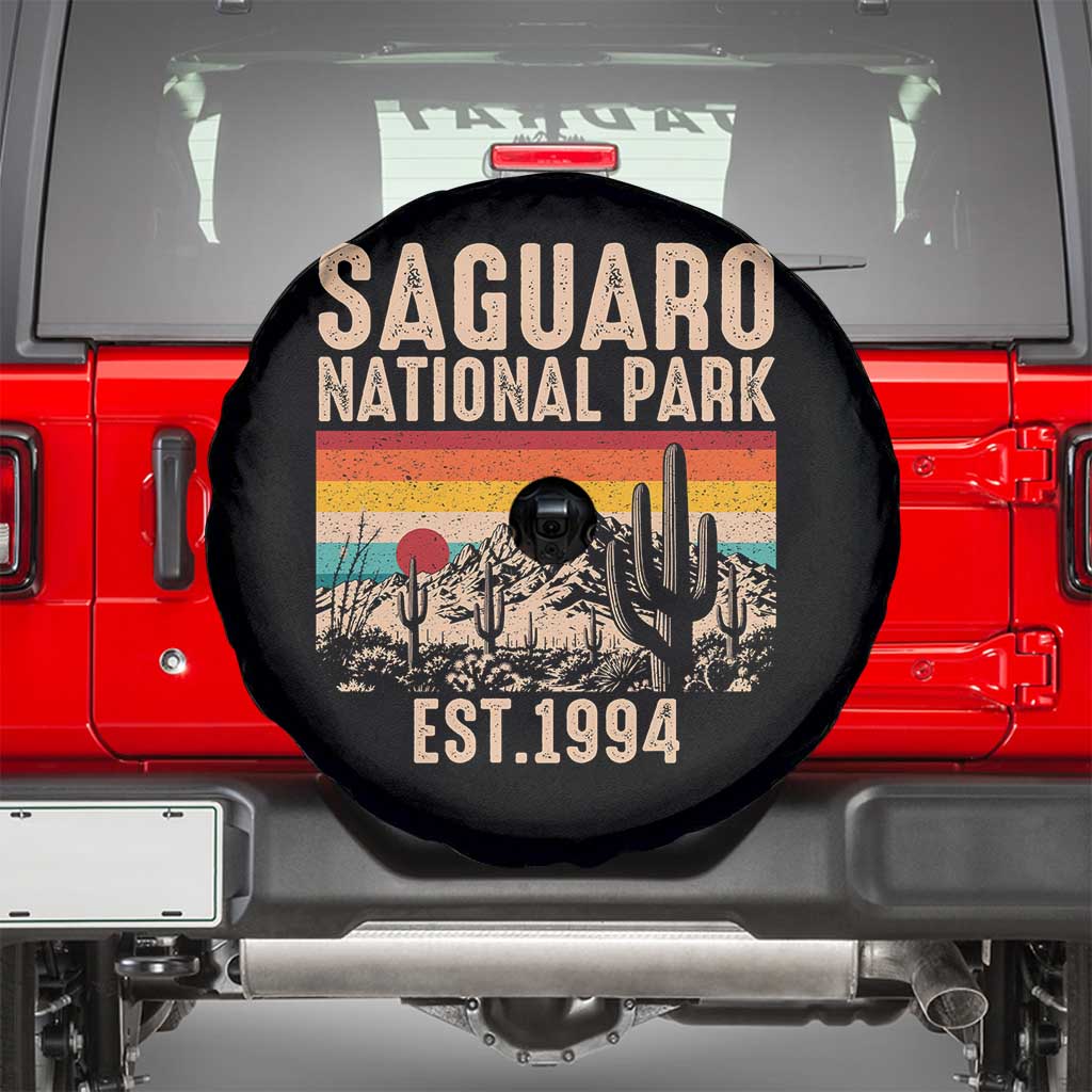 Retro Saguaro National Park Arizona EST 1994 Spare Tire Cover Desert Cactus Sunset Hiking Camping Nature Souvenir