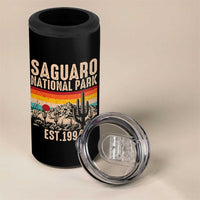 Retro Saguaro National Park Arizona EST 1994 4 in 1 Can Cooler Tumbler Desert Cactus Sunset Hiking Camping Nature Souvenir