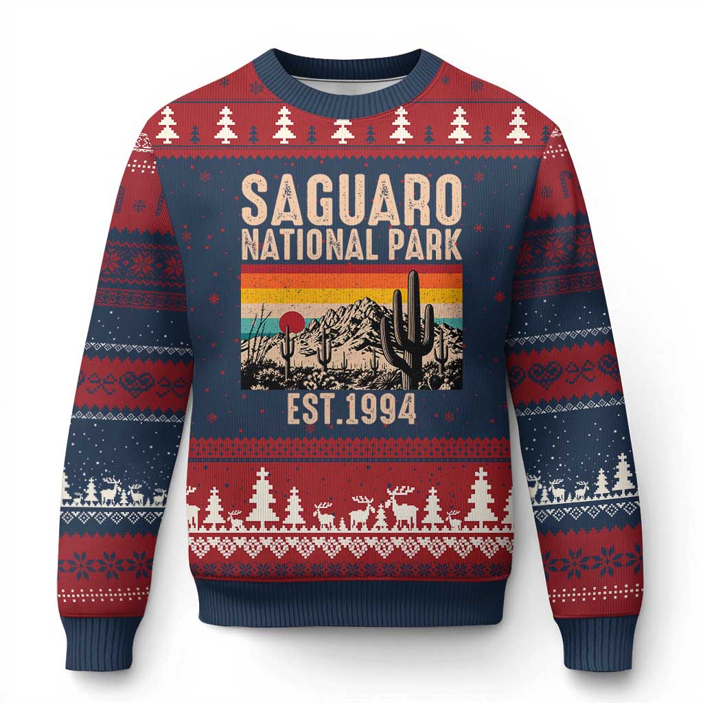 Retro Saguaro National Park Arizona EST 1994 Ugly Christmas Sweater Desert Cactus Sunset Hiking Camping Nature Souvenir