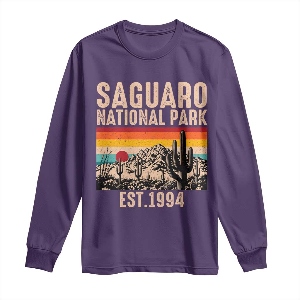 Retro Saguaro National Park Arizona EST 1994 Long Sleeve Shirt Desert Cactus Sunset Hiking Camping Nature Souvenir
