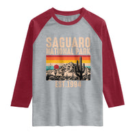Retro Saguaro National Park Arizona EST 1994 Raglan Shirt Desert Cactus Sunset Hiking Camping Nature Souvenir