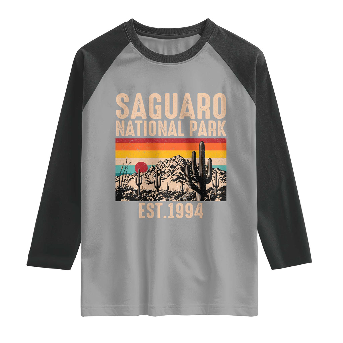 Retro Saguaro National Park Arizona EST 1994 Raglan Shirt Desert Cactus Sunset Hiking Camping Nature Souvenir
