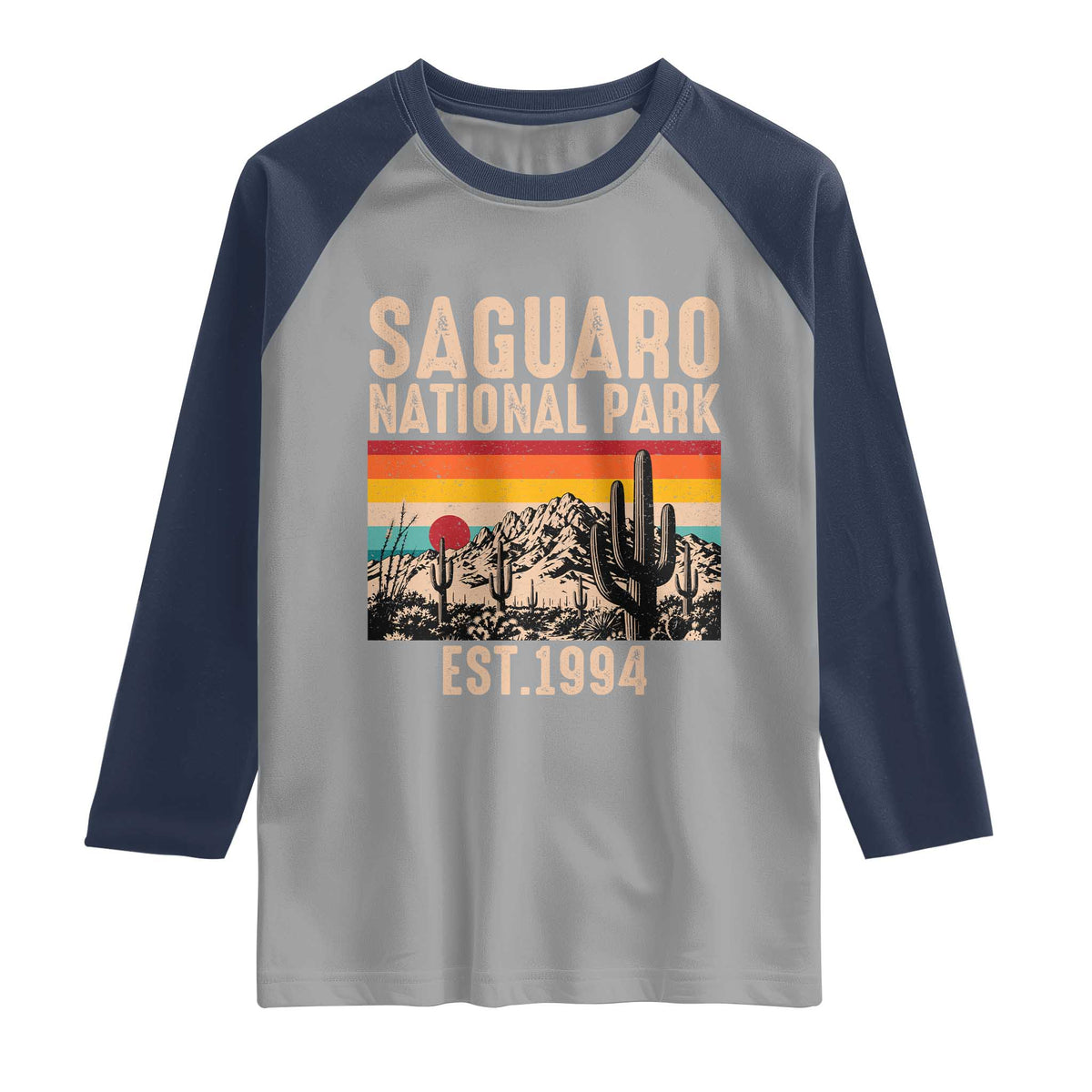 Retro Saguaro National Park Arizona EST 1994 Raglan Shirt Desert Cactus Sunset Hiking Camping Nature Souvenir