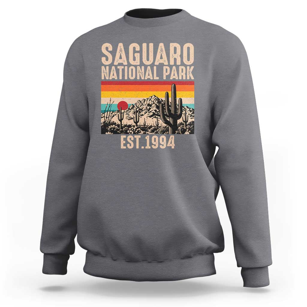 Retro Saguaro National Park Arizona EST 1994 Sweatshirt Desert Cactus Sunset Hiking Camping Nature Souvenir