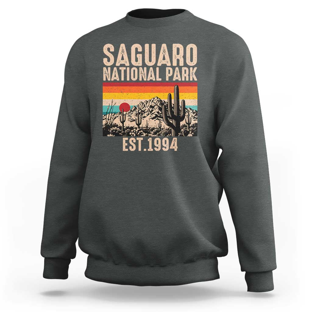 Retro Saguaro National Park Arizona EST 1994 Sweatshirt Desert Cactus Sunset Hiking Camping Nature Souvenir