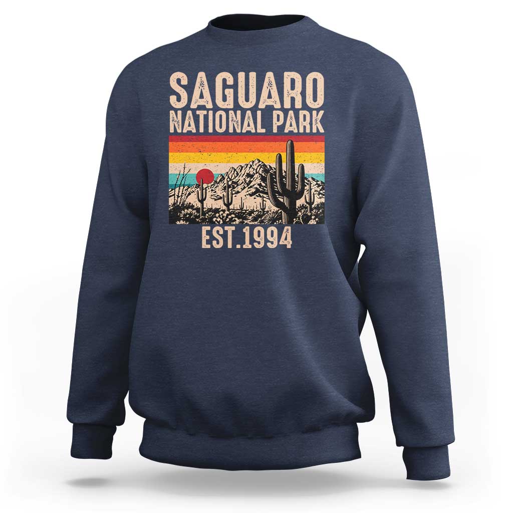 Retro Saguaro National Park Arizona EST 1994 Sweatshirt Desert Cactus Sunset Hiking Camping Nature Souvenir