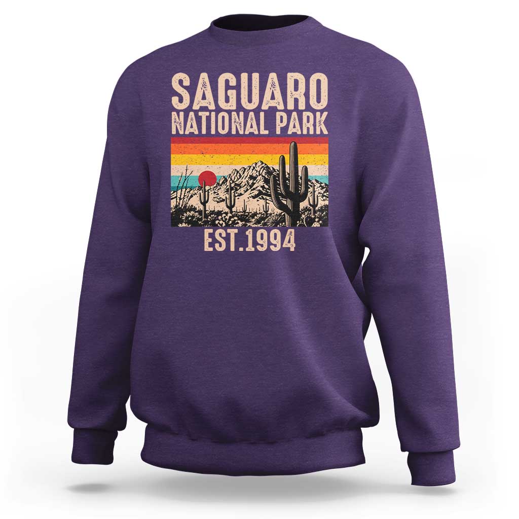 Retro Saguaro National Park Arizona EST 1994 Sweatshirt Desert Cactus Sunset Hiking Camping Nature Souvenir