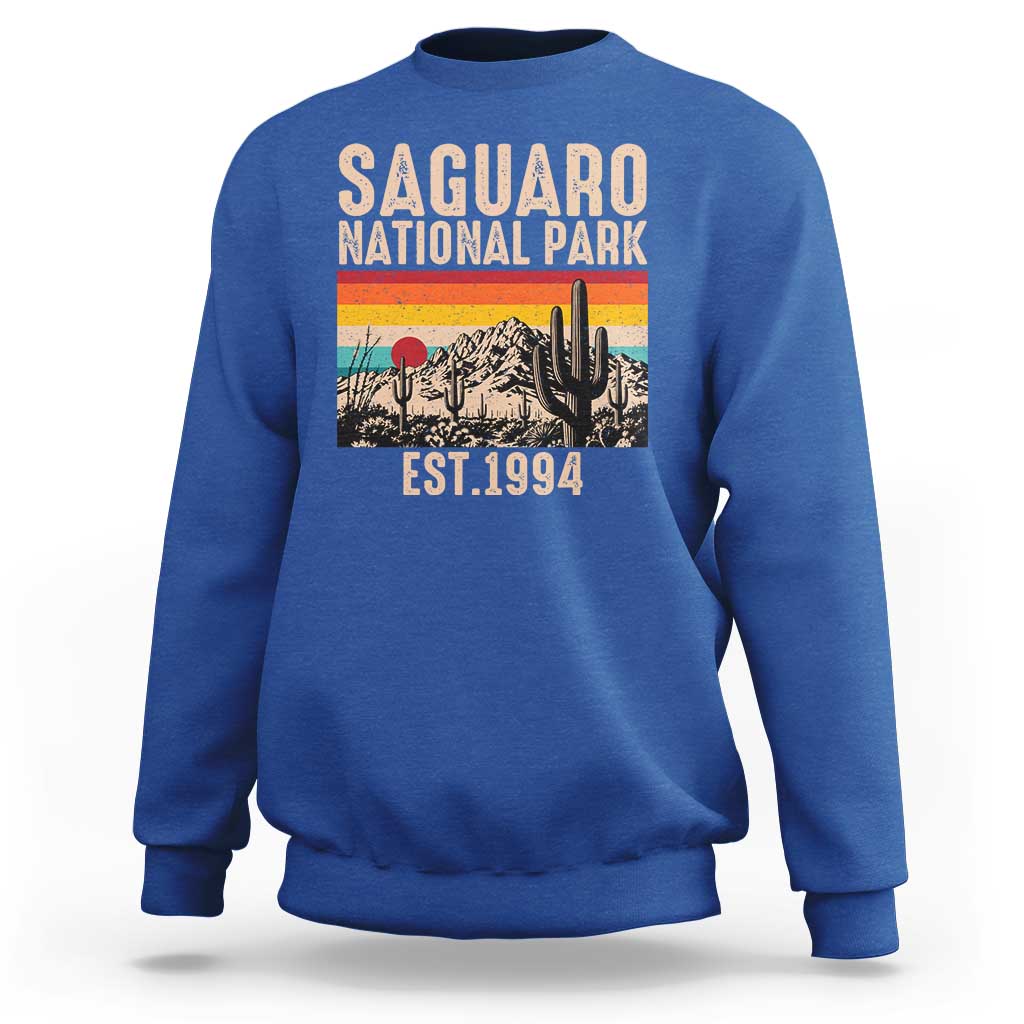 Retro Saguaro National Park Arizona EST 1994 Sweatshirt Desert Cactus Sunset Hiking Camping Nature Souvenir