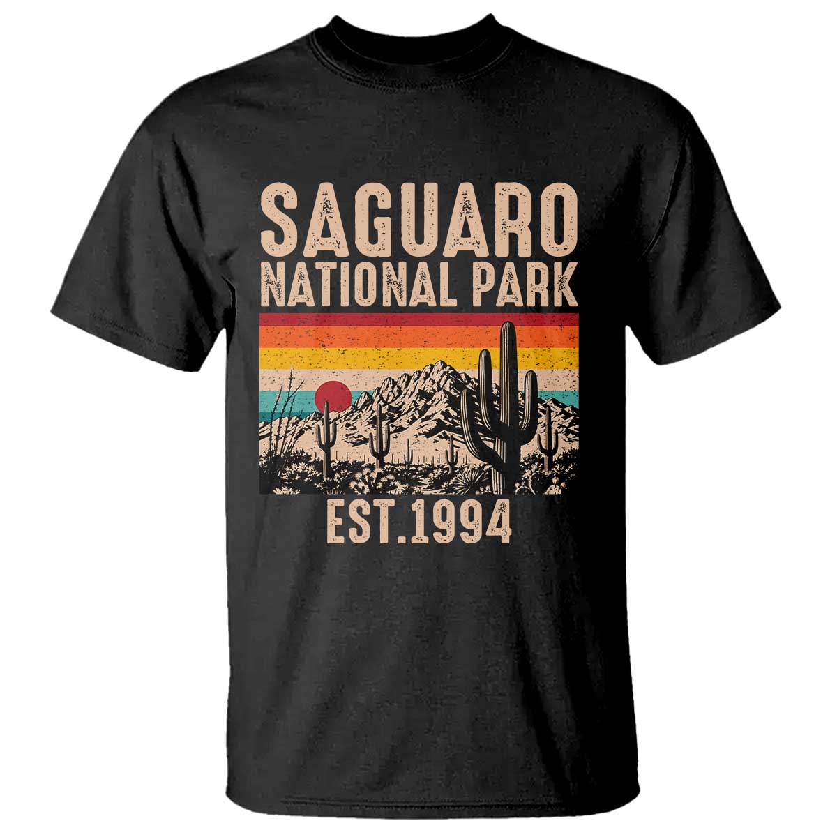 Retro Saguaro National Park Arizona EST 1994 T Shirt Desert Cactus Sunset Hiking Camping Nature Souvenir