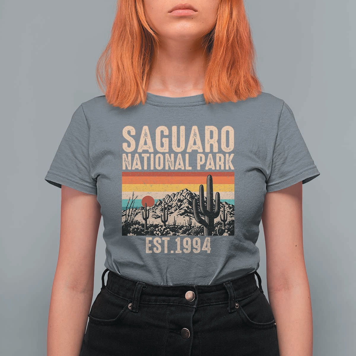 Retro Saguaro National Park Arizona EST 1994 T Shirt For Women Desert Cactus Sunset Hiking Camping Nature Souvenir