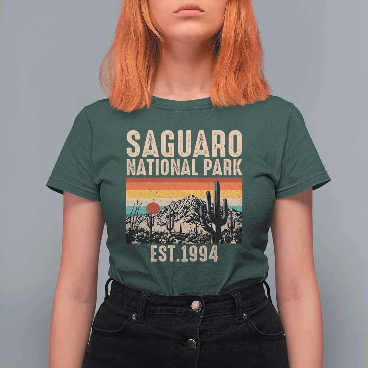 Retro Saguaro National Park Arizona EST 1994 T Shirt For Women Desert Cactus Sunset Hiking Camping Nature Souvenir