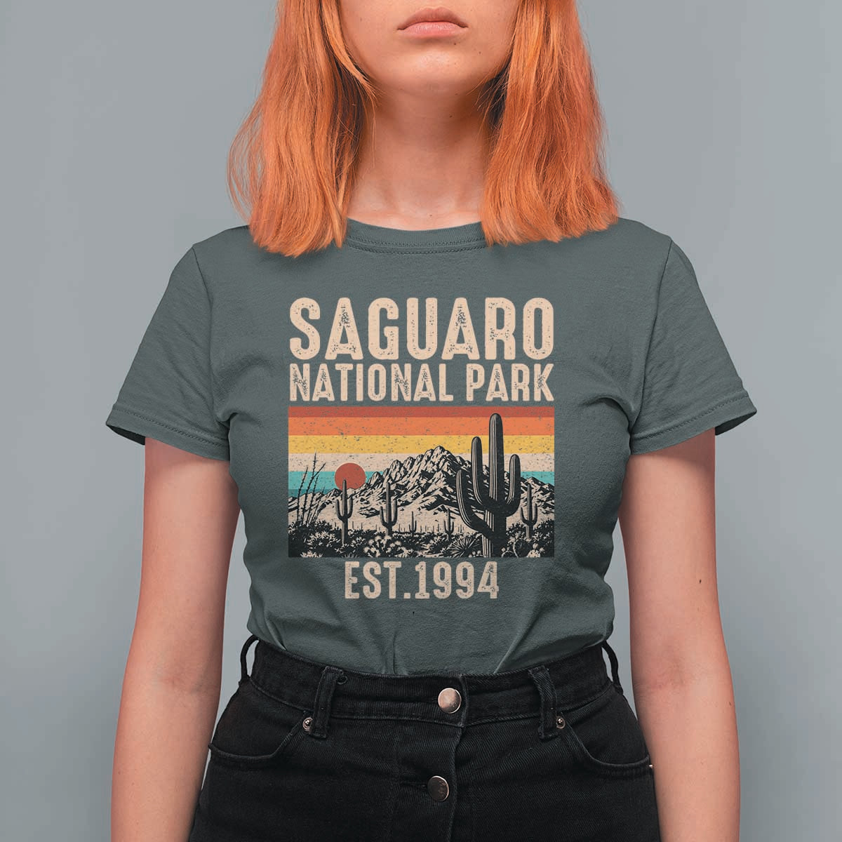 Retro Saguaro National Park Arizona EST 1994 T Shirt For Women Desert Cactus Sunset Hiking Camping Nature Souvenir