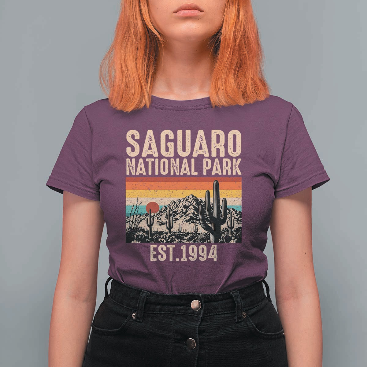 Retro Saguaro National Park Arizona EST 1994 T Shirt For Women Desert Cactus Sunset Hiking Camping Nature Souvenir