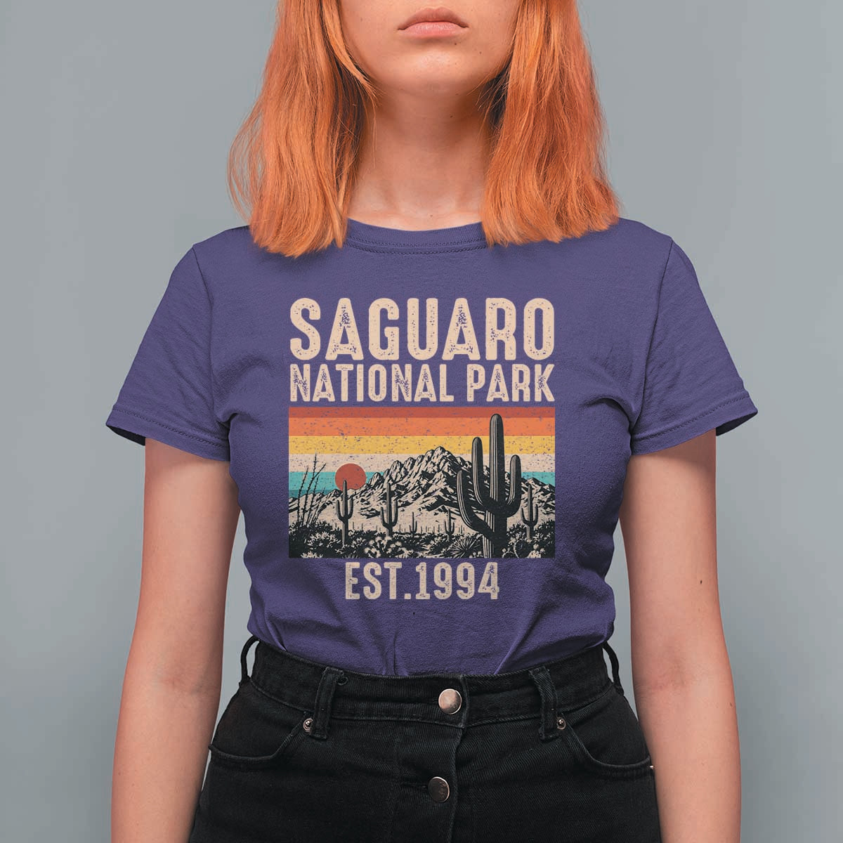 Retro Saguaro National Park Arizona EST 1994 T Shirt For Women Desert Cactus Sunset Hiking Camping Nature Souvenir