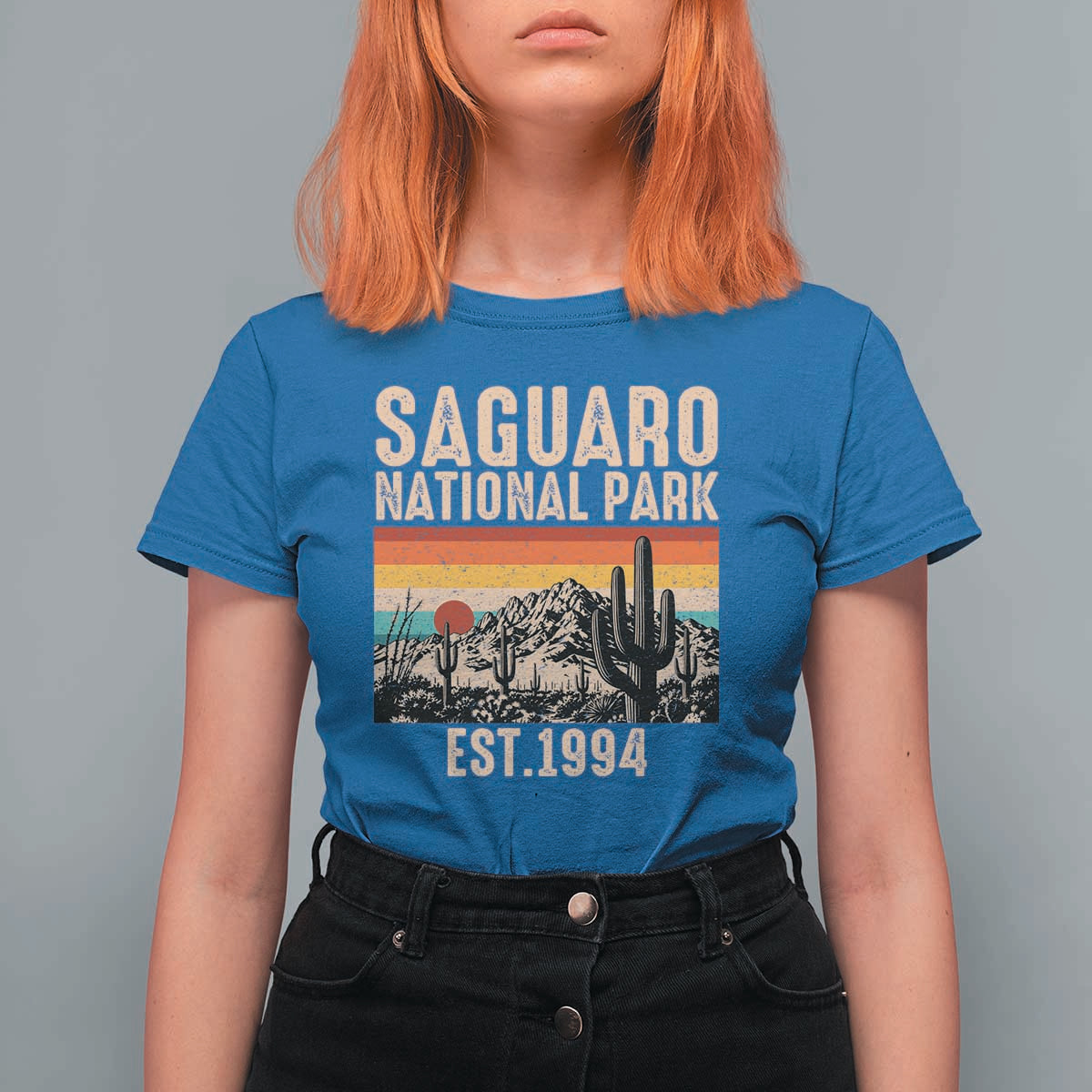 Retro Saguaro National Park Arizona EST 1994 T Shirt For Women Desert Cactus Sunset Hiking Camping Nature Souvenir