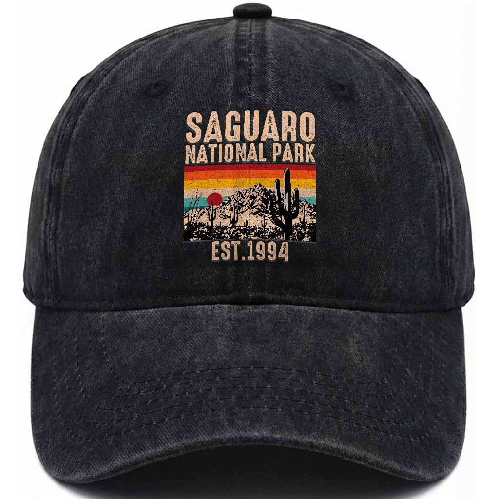 Retro Saguaro National Park Arizona EST 1994 Washed Cotton Baseball Cap Desert Cactus Sunset Hiking Camping Nature Souvenir