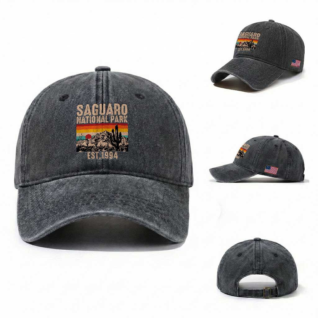 Retro Saguaro National Park Arizona EST 1994 Washed Cotton Baseball Cap Desert Cactus Sunset Hiking Camping Nature Souvenir