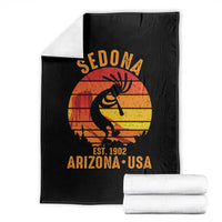 Retro Sedona Arizona Dancing Kokopelli Throw Blanket Southwest Native Symbol Desert Heritage Established 1902