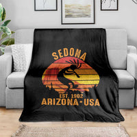 Retro Sedona Arizona Dancing Kokopelli Throw Blanket Southwest Native Symbol Desert Heritage Established 1902