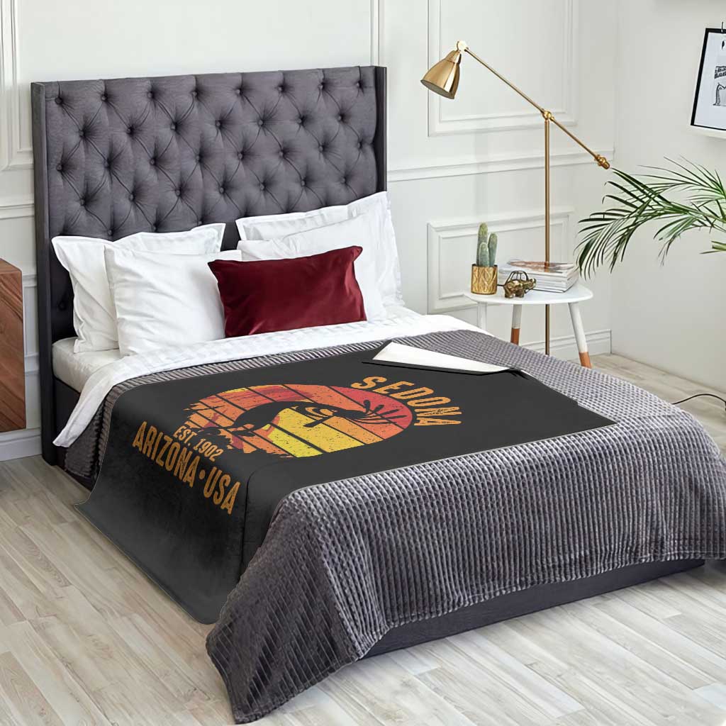 Retro Sedona Arizona Dancing Kokopelli Throw Blanket Southwest Native Symbol Desert Heritage Established 1902