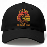 Retro Sedona Arizona Dancing Kokopelli Baseball Cap Southwest Native Symbol Desert Heritage Established 1902