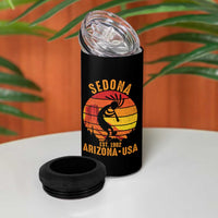 Retro Sedona Arizona Dancing Kokopelli 4 in 1 Can Cooler Tumbler Southwest Native Symbol Desert Heritage Established 1902