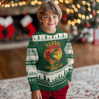 Retro Sedona Arizona Dancing Kokopelli Ugly Christmas Sweater Southwest Native Symbol Desert Heritage Established 1902