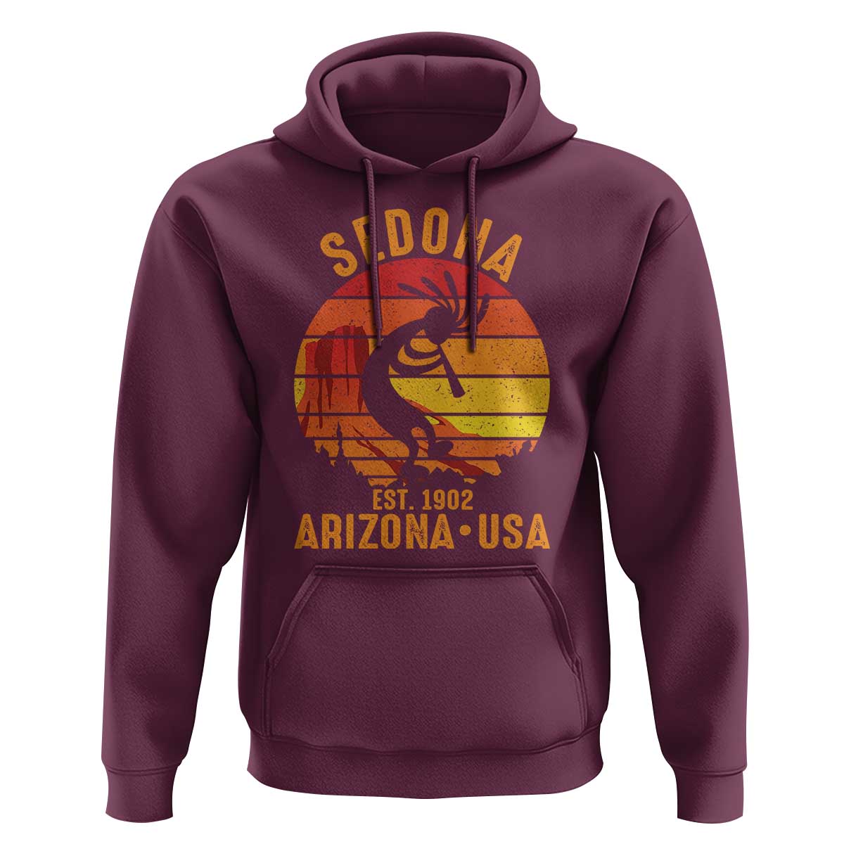 Retro Sedona Arizona Dancing Kokopelli Hoodie Southwest Native Symbol Desert Heritage