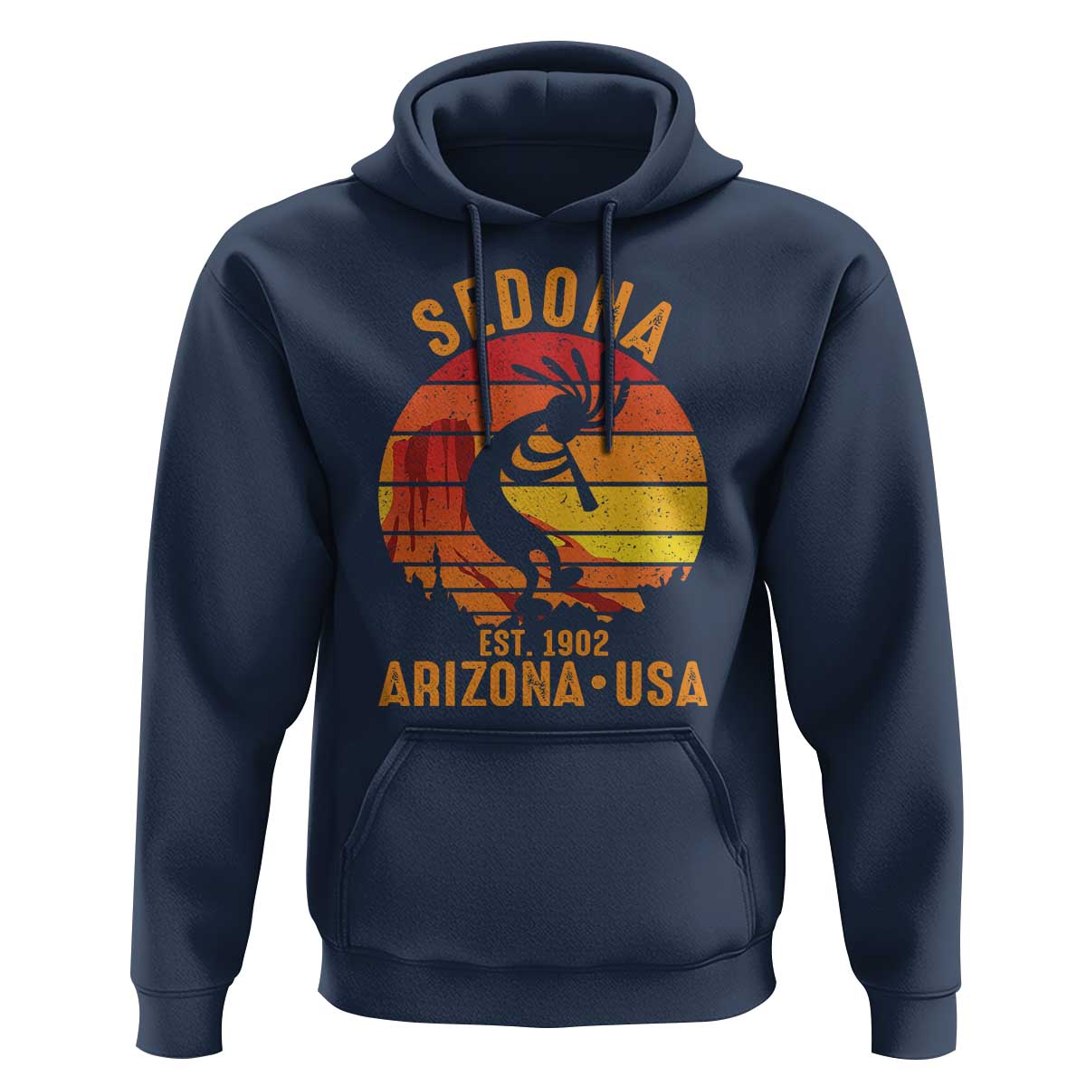 Retro Sedona Arizona Dancing Kokopelli Hoodie Southwest Native Symbol Desert Heritage
