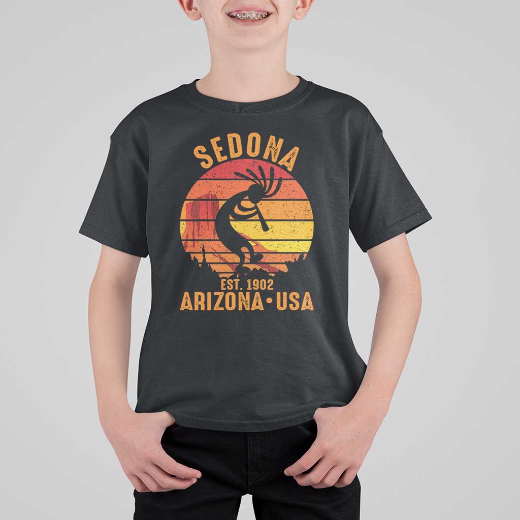 Retro Sedona Arizona Dancing Kokopelli T Shirt For Kid Southwest Native Symbol Desert Heritage