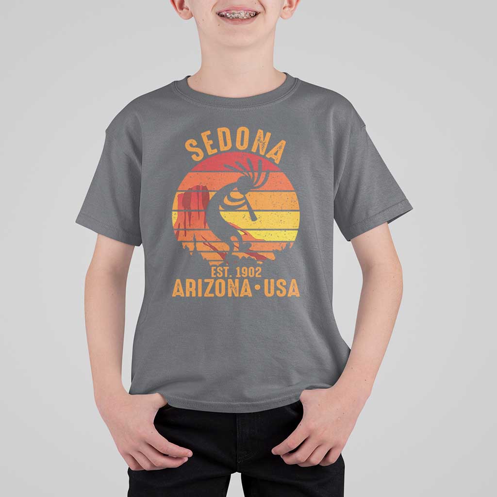 Retro Sedona Arizona Dancing Kokopelli T Shirt For Kid Southwest Native Symbol Desert Heritage