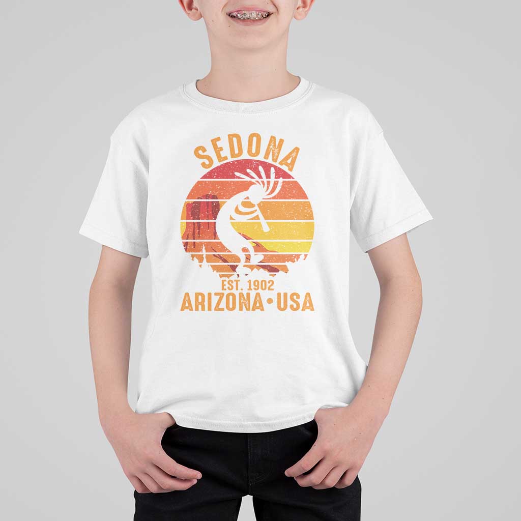 Retro Sedona Arizona Dancing Kokopelli T Shirt For Kid Southwest Native Symbol Desert Heritage