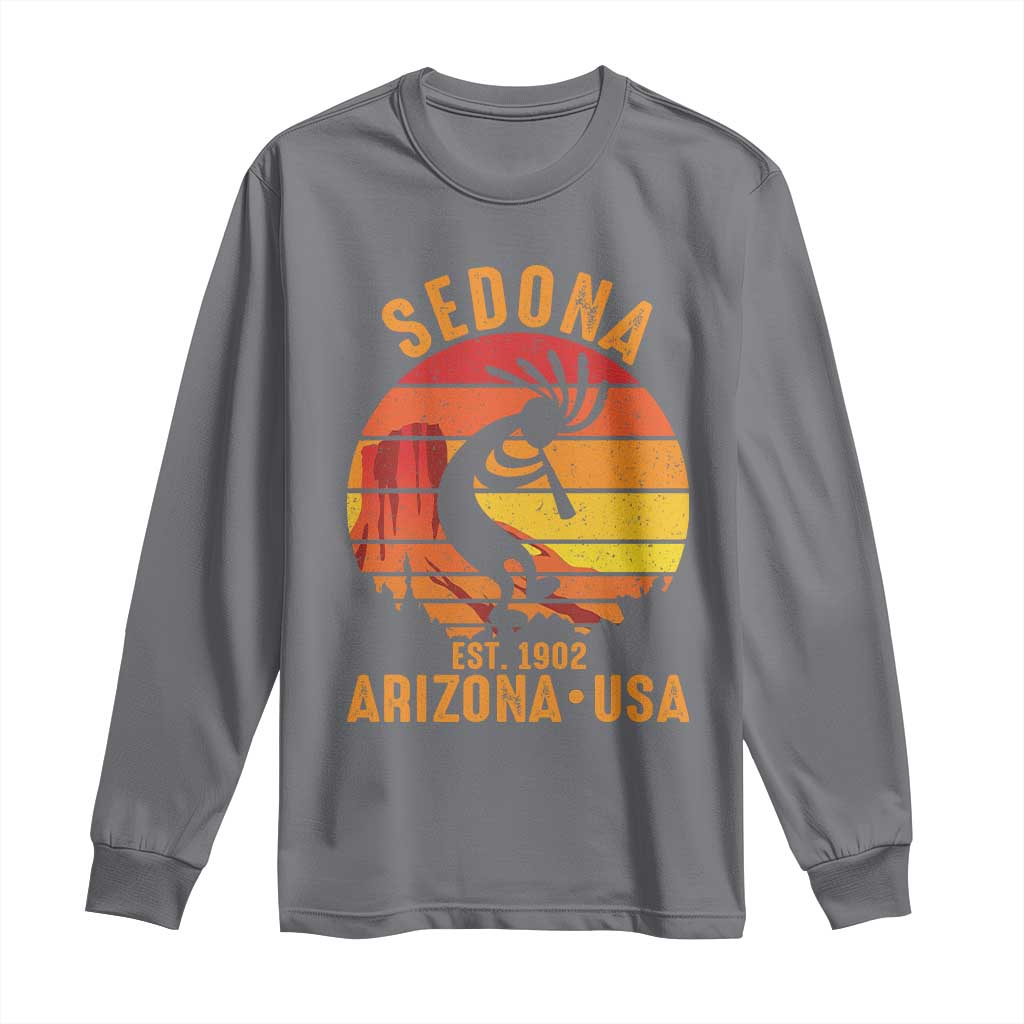 Retro Sedona Arizona Dancing Kokopelli Long Sleeve Shirt Southwest Native Symbol Desert Heritage