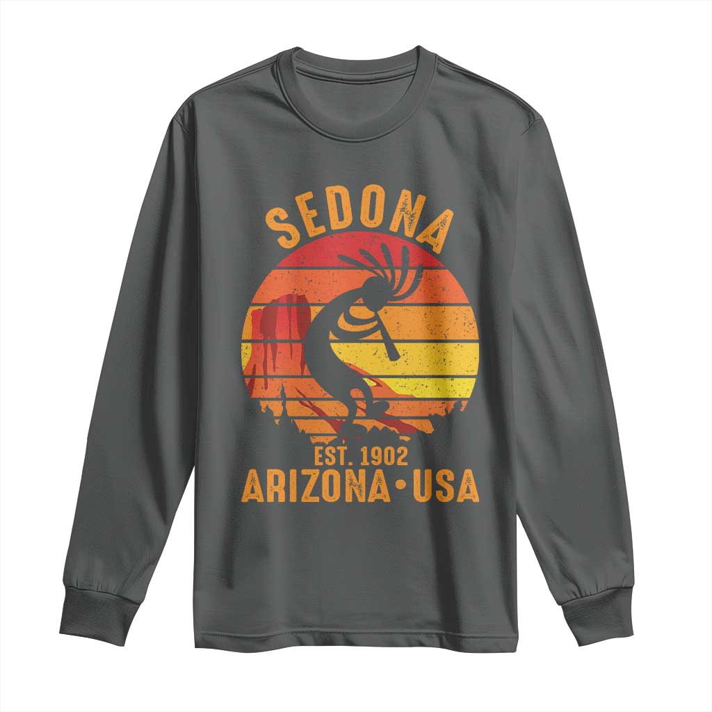 Retro Sedona Arizona Dancing Kokopelli Long Sleeve Shirt Southwest Native Symbol Desert Heritage