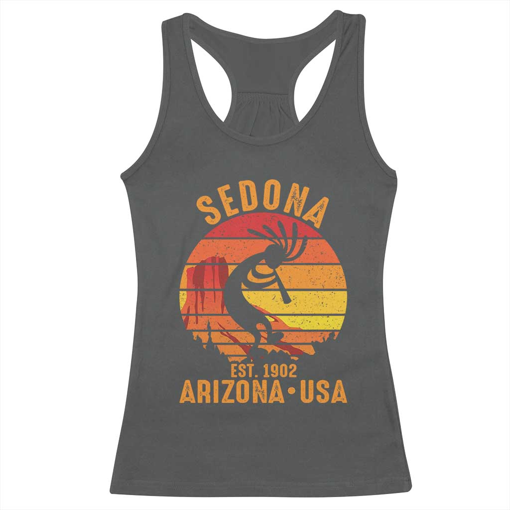 Retro Sedona Arizona Dancing Kokopelli Racerback Tank Top Southwest Native Symbol Desert Heritage