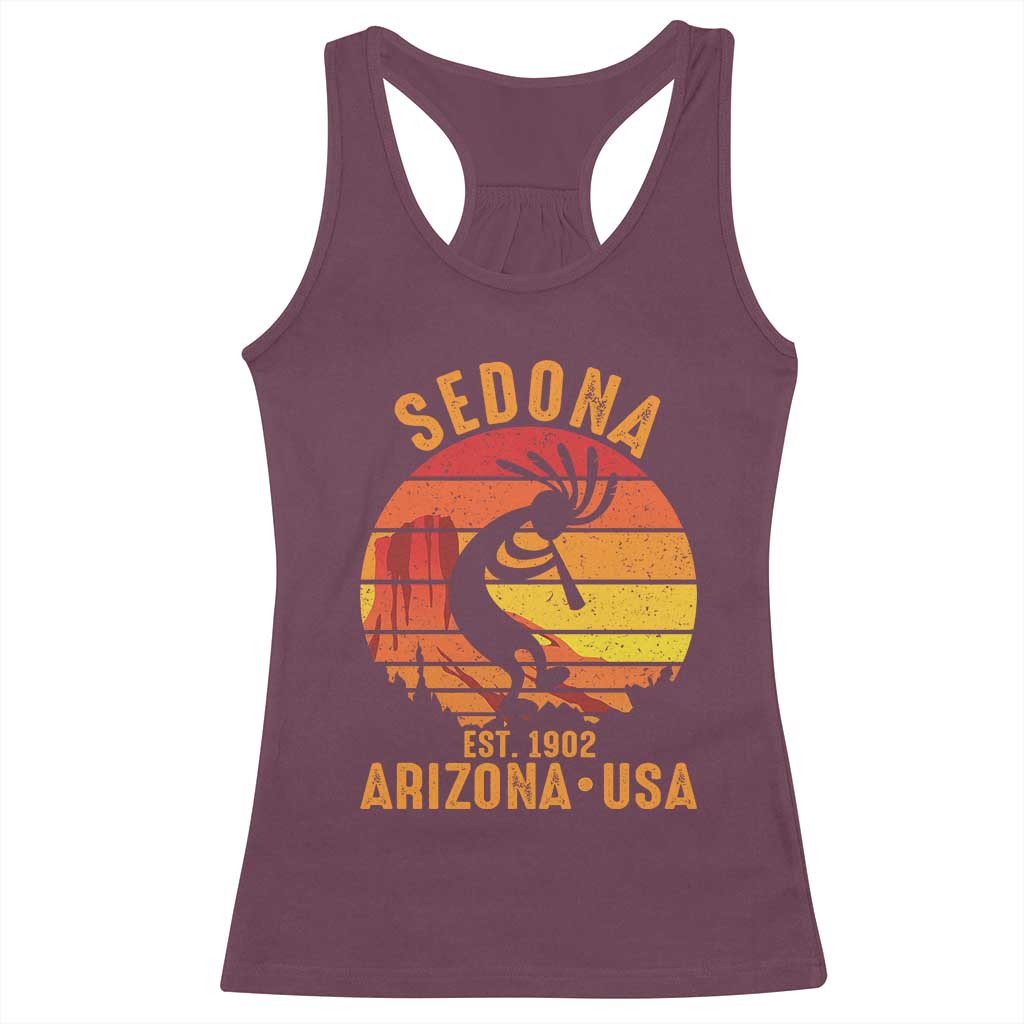 Retro Sedona Arizona Dancing Kokopelli Racerback Tank Top Southwest Native Symbol Desert Heritage
